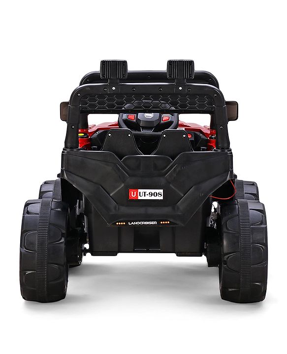 Babyhug Battery Operated Ride On Jeep with Music & LED Lights - Red| USB & AUX Connectivity| Push Button Start| Rechargeable Battery| 3 to 8 Years Boys & Girls| Remote Control| Forward & Reverse