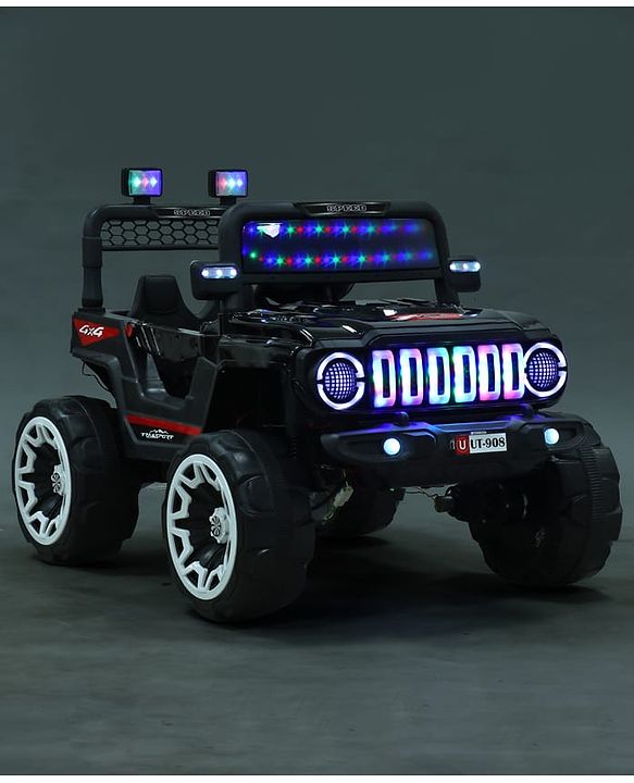 Babyhug Battery Operated Ride On Jeep with Music & LED Lights - Red| USB & AUX Connectivity| Push Button Start| Rechargeable Battery| 3 to 8 Years Boys & Girls| Remote Control| Forward & Reverse