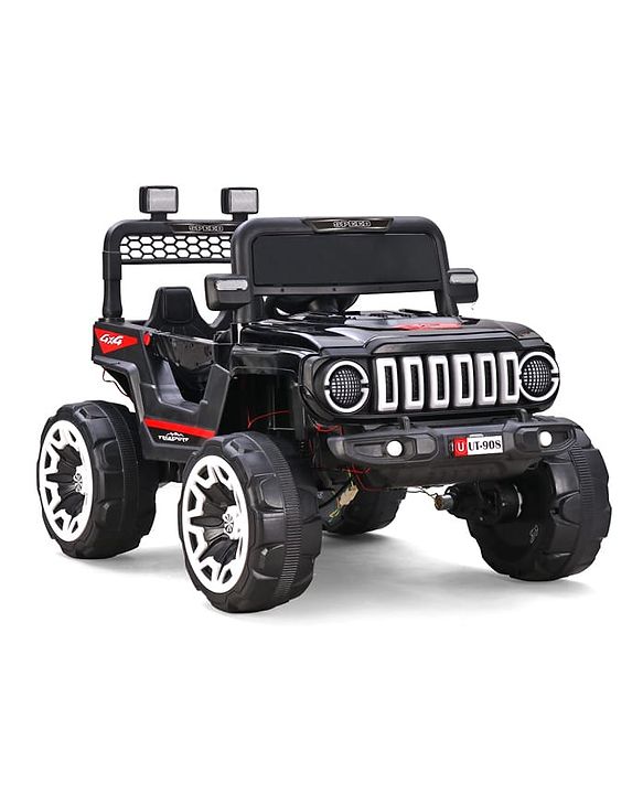 Babyhug Battery Operated Ride On Jeep with Music & LED Lights - Red| USB & AUX Connectivity| Push Button Start| Rechargeable Battery| 3 to 8 Years Boys & Girls| Remote Control| Forward & Reverse