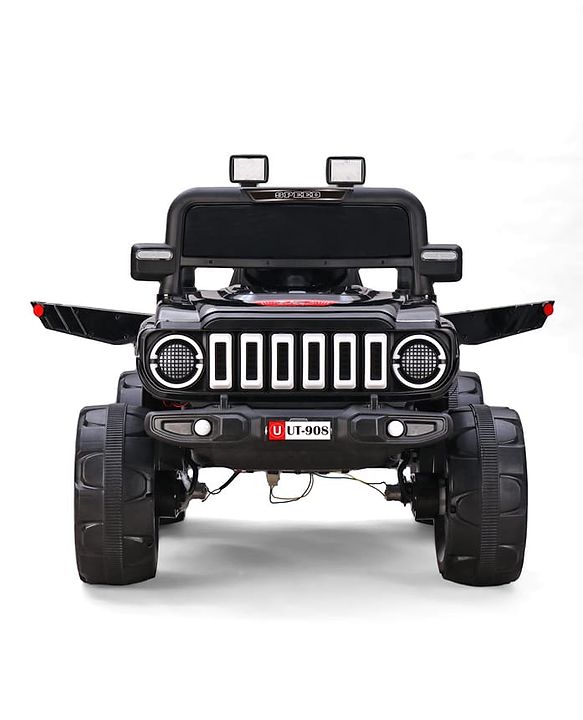 Babyhug Battery Operated Ride On Jeep with Music & LED Lights - Red| USB & AUX Connectivity| Push Button Start| Rechargeable Battery| 3 to 8 Years Boys & Girls| Remote Control| Forward & Reverse