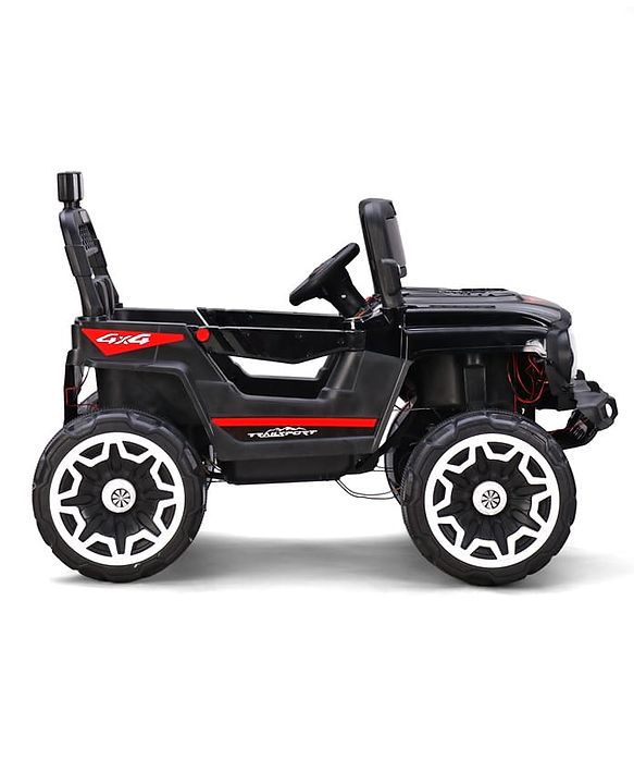 Babyhug Battery Operated Ride On Jeep with Music & LED Lights - Red| USB & AUX Connectivity| Push Button Start| Rechargeable Battery| 3 to 8 Years Boys & Girls| Remote Control| Forward & Reverse