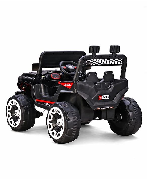 Babyhug Battery Operated Ride On Jeep with Music & LED Lights - Red| USB & AUX Connectivity| Push Button Start| Rechargeable Battery| 3 to 8 Years Boys & Girls| Remote Control| Forward & Reverse