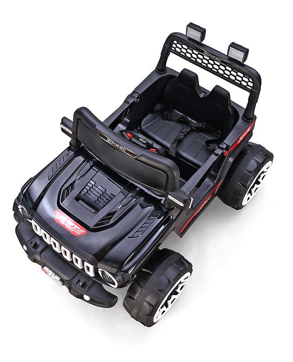 Babyhug Battery Operated Ride On Jeep with Music & LED Lights - Red| USB & AUX Connectivity| Push Button Start| Rechargeable Battery| 3 to 8 Years Boys & Girls| Remote Control| Forward & Reverse