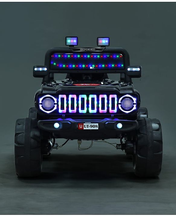 Babyhug Battery Operated Ride On Jeep with Music & LED Lights - Red| USB & AUX Connectivity| Push Button Start| Rechargeable Battery| 3 to 8 Years Boys & Girls| Remote Control| Forward & Reverse