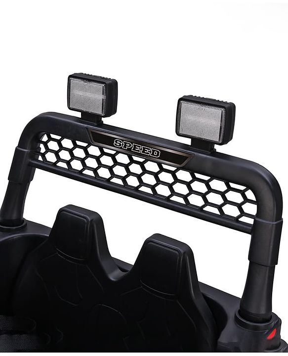 Babyhug Battery Operated Ride On Jeep with Music & LED Lights - Red| USB & AUX Connectivity| Push Button Start| Rechargeable Battery| 3 to 8 Years Boys & Girls| Remote Control| Forward & Reverse