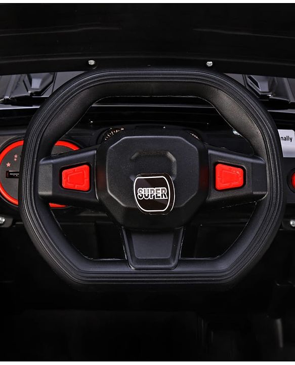 Babyhug Battery Operated Ride On Jeep with Music & LED Lights - Red| USB & AUX Connectivity| Push Button Start| Rechargeable Battery| 3 to 8 Years Boys & Girls| Remote Control| Forward & Reverse