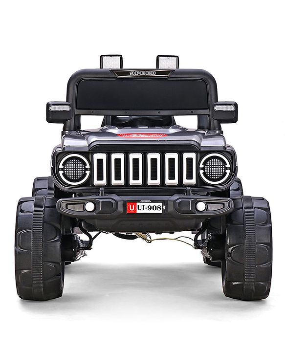 Babyhug Battery Operated Ride On Jeep with Music & LED Lights - Red| USB & AUX Connectivity| Push Button Start| Rechargeable Battery| 3 to 8 Years Boys & Girls| Remote Control| Forward & Reverse