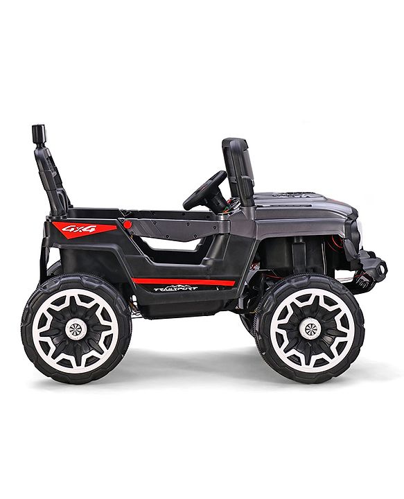 Babyhug Battery Operated Ride On Jeep with Music & LED Lights - Red| USB & AUX Connectivity| Push Button Start| Rechargeable Battery| 3 to 8 Years Boys & Girls| Remote Control| Forward & Reverse