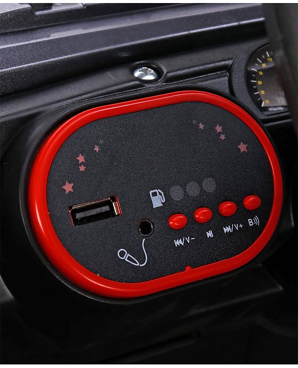 Babyhug Battery Operated Ride On Jeep with Music & LED Lights - Red| USB & AUX Connectivity| Push Button Start| Rechargeable Battery| 3 to 8 Years Boys & Girls| Remote Control| Forward & Reverse