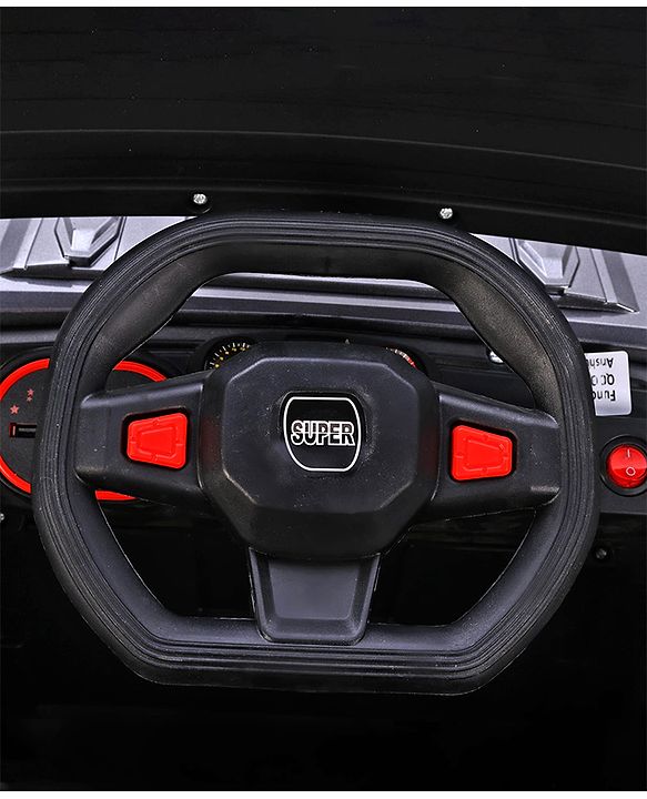 Babyhug Battery Operated Ride On Jeep with Music & LED Lights - Red| USB & AUX Connectivity| Push Button Start| Rechargeable Battery| 3 to 8 Years Boys & Girls| Remote Control| Forward & Reverse