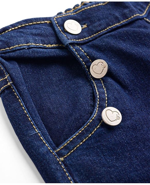Babyhug Denim Full Length Washed Jeans with Stretch - Blue
