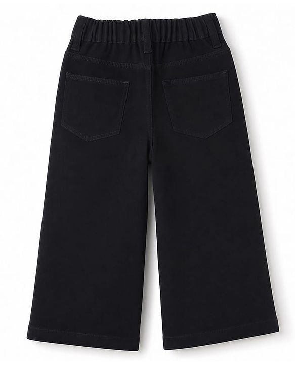 Babyhug Denim Full Length Jeans with Star Embellishment - Black