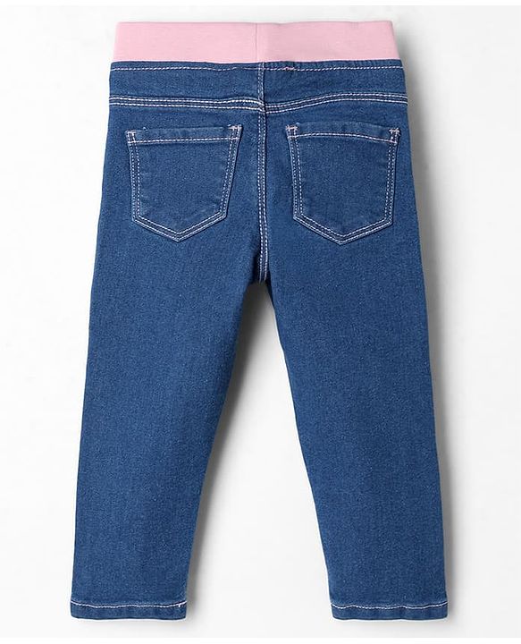 Babyhug Denim Full Length Ribbed Waist Jeans With Stretch - Navy Blue