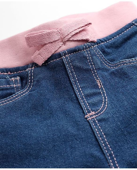 Babyhug Denim Full Length Ribbed Waist Jeans With Stretch - Navy Blue
