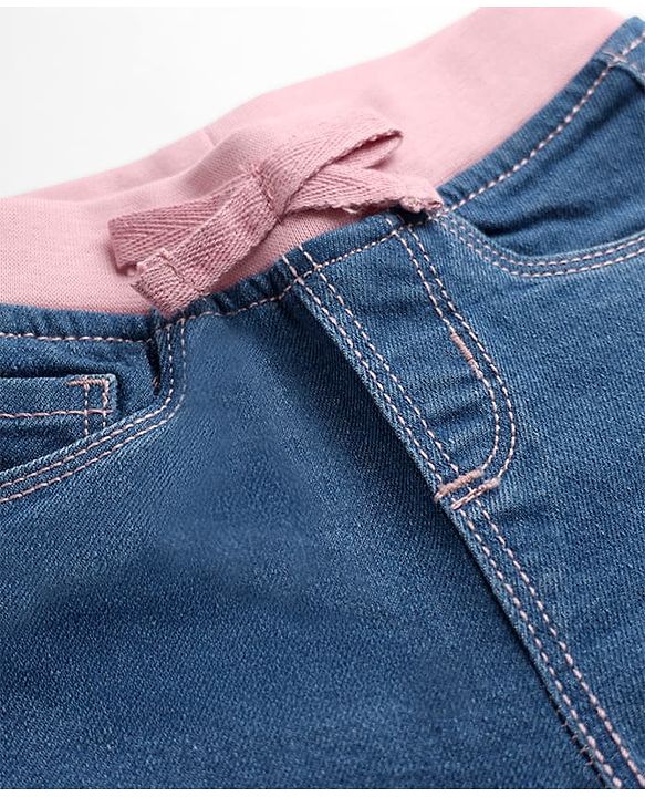 Babyhug Denim Full Length Ribbed Waist Jeans With Stretch - Navy Blue