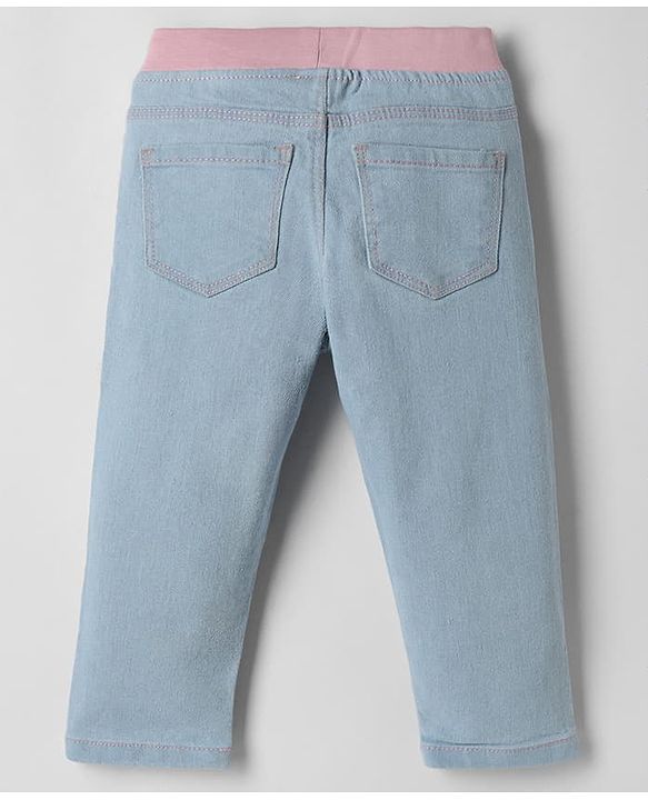 Babyhug Denim Full Length Ribbed Waist Jeans With Stretch - Navy Blue