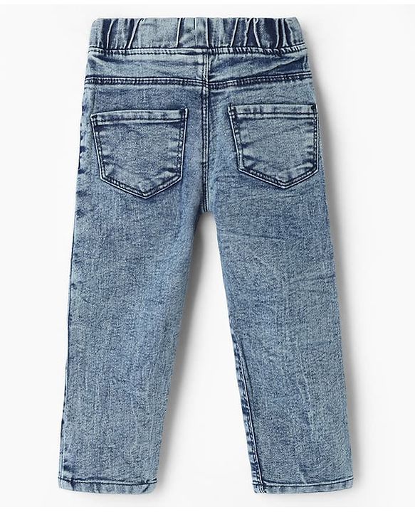 Babyhug Denim Full Length Skinny Fit Jeggings With Stretch - Light Blue