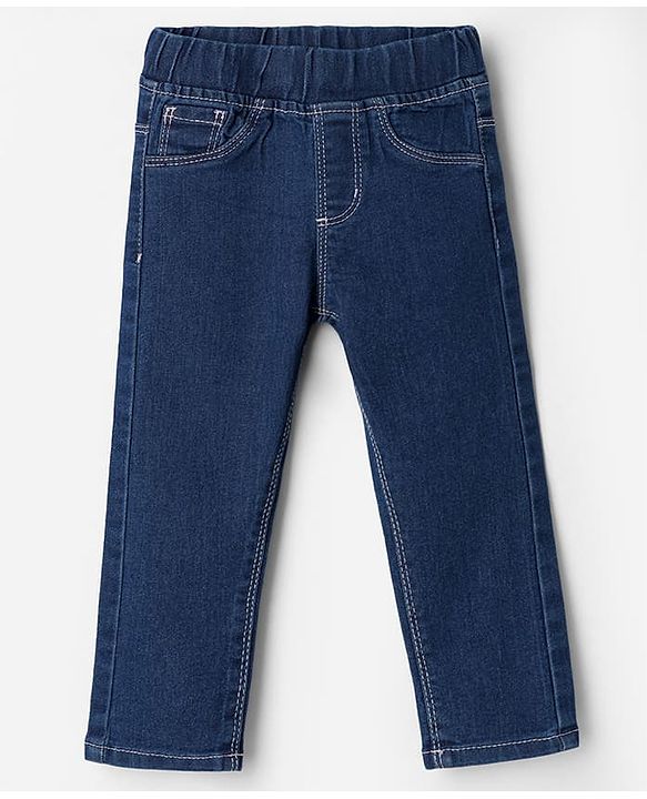 Babyhug Denim Full Length Skinny Fit Jeggings With Stretch - Light Blue