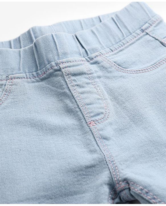 Babyhug Denim Full Length Skinny Fit Jeggings With Stretch - Light Blue