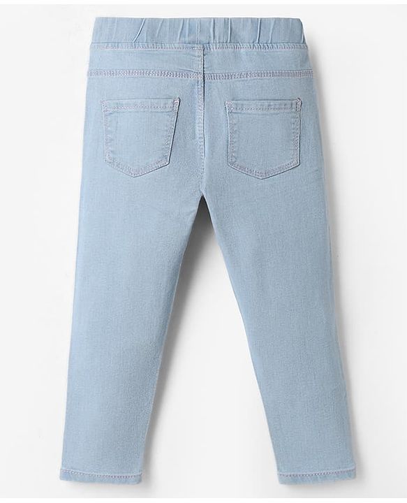 Babyhug Denim Full Length Skinny Fit Jeggings With Stretch - Light Blue