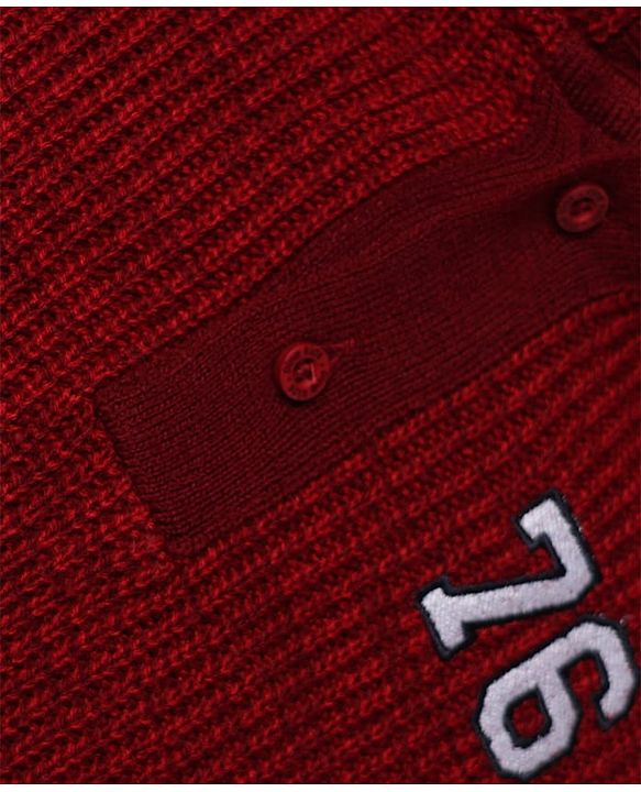 Pine Kids Knit Full Sleeves Hooded Sweaters With Numeric Text Embroidery - Red
