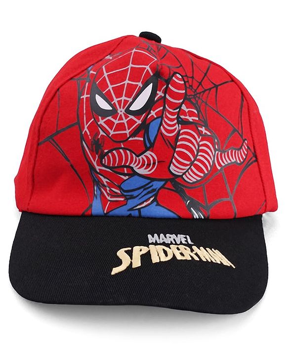 Pine Kids Marvel Cotton Woven Spiderman Graphics  Summer Cap Red - Diameter 16 cm
