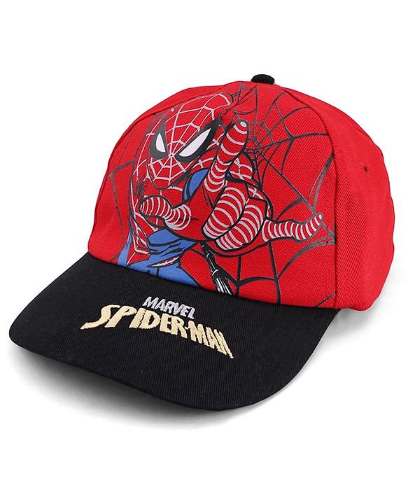 Pine Kids Marvel Cotton Woven Spiderman Graphics  Summer Cap Red - Diameter 16 cm