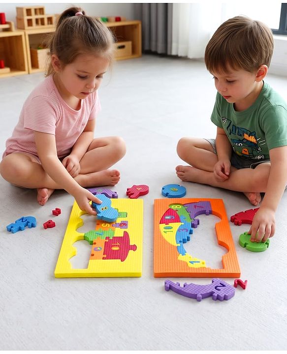 Babyhug Early Learning Educational Foam Number Puzzle Set - Car & Engine Theme| Pack of 2| Colourful Number Recognition Puzzle| Preschool Learning Toy| Fine Motor Skills & Brain Development