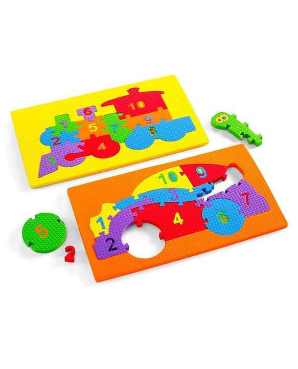 Babyhug Early Learning Educational Foam Number Puzzle Set - Car & Engine Theme| Pack of 2| Colourful Number Recognition Puzzle| Preschool Learning Toy| Fine Motor Skills & Brain Development