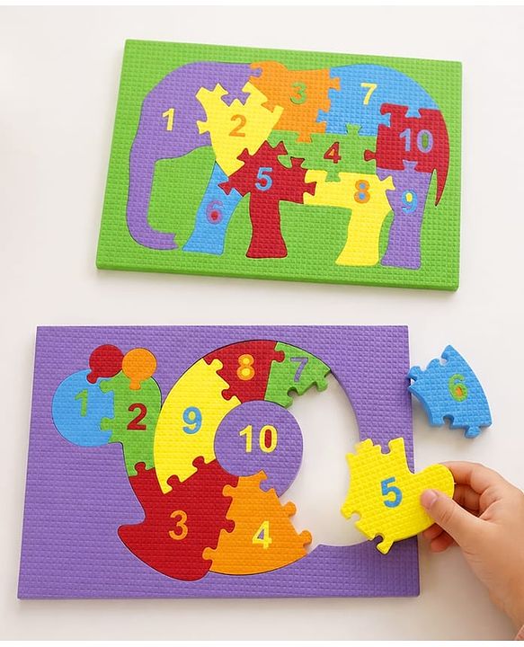 Babyhug Early Learning Educational Foam Number Puzzle Set - Car & Engine Theme| Pack of 2| Colourful Number Recognition Puzzle| Preschool Learning Toy| Fine Motor Skills & Brain Development