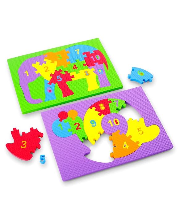 Babyhug Early Learning Educational Foam Number Puzzle Set - Car & Engine Theme| Pack of 2| Colourful Number Recognition Puzzle| Preschool Learning Toy| Fine Motor Skills & Brain Development