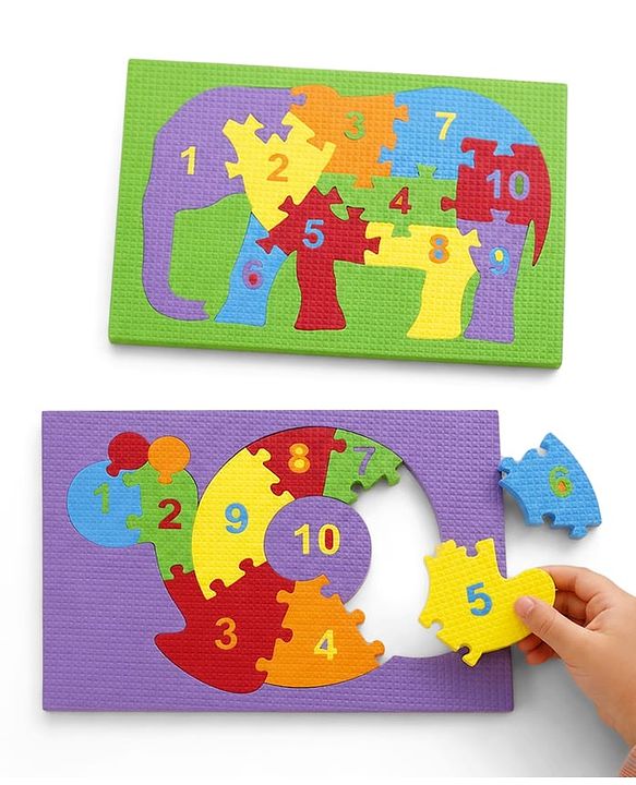 Babyhug Early Learning Educational Foam Number Puzzle Set - Car & Engine Theme| Pack of 2| Colourful Number Recognition Puzzle| Preschool Learning Toy| Fine Motor Skills & Brain Development