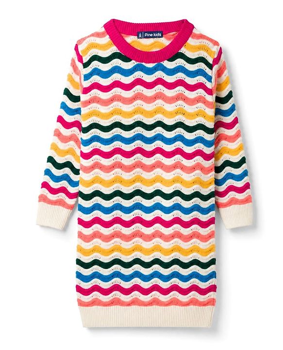 Pine Kids Knit Full Sleeves Pullover Sweater  - Dark Pink