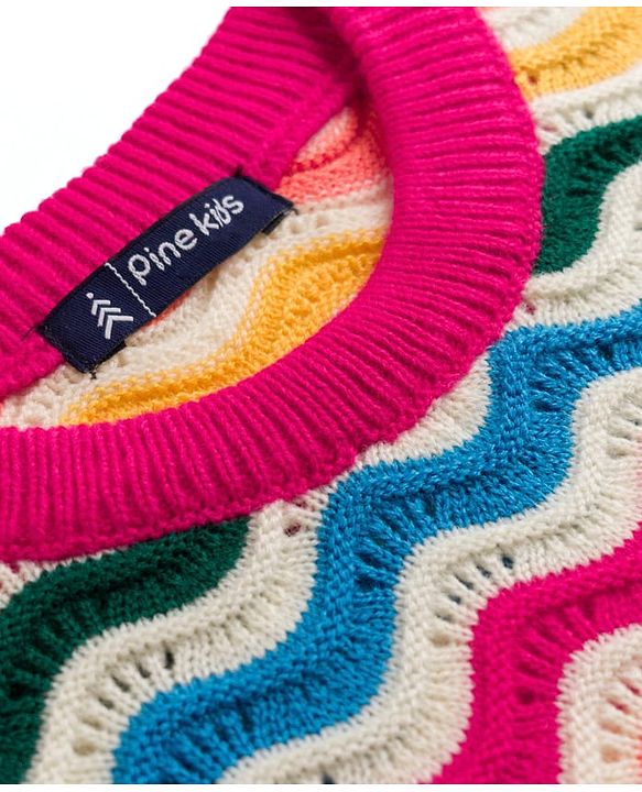 Pine Kids Knit Full Sleeves Pullover Sweater  - Dark Pink