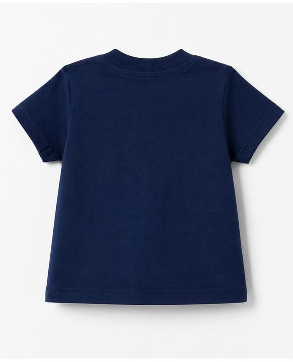 Babyhug 100% Cotton Knit Half Sleeves T-Shirt & Pyjama Night Suit With Cat & Heart Print - Navy