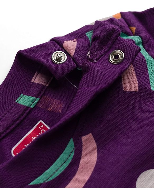 Babyhug 100% Cotton Knit Half Sleeves T-Shirt & Pyjama Night Suit With Rainbow & Floral Print - Purple