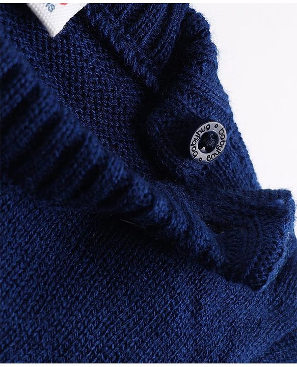 Babyhug Knit Full Sleeves Sweater Set with Abstract Design - Navy Blue