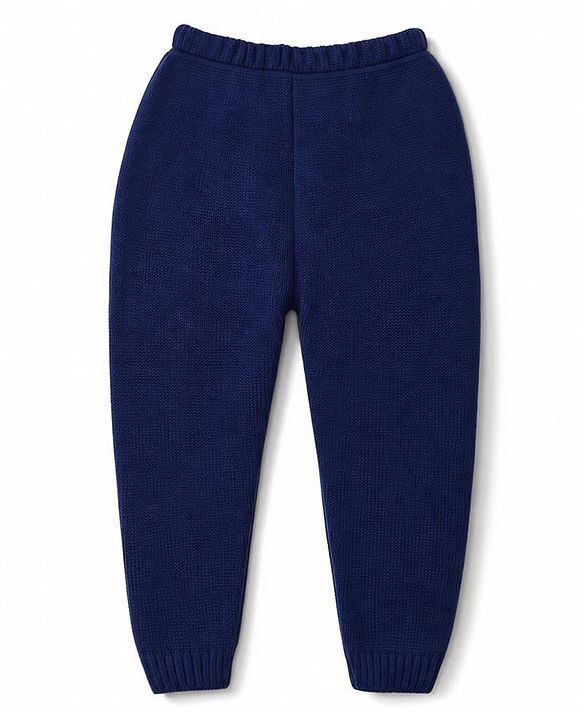Babyhug Knit Full Sleeves Sweater Set with Abstract Design - Navy Blue