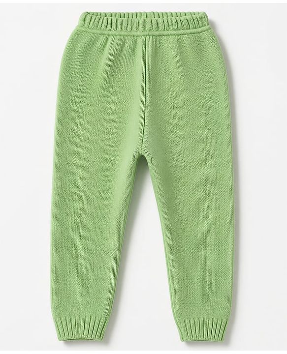 Babyhug Knit Sweater and Pant with Full Sleeves and Star Design in Limegreen