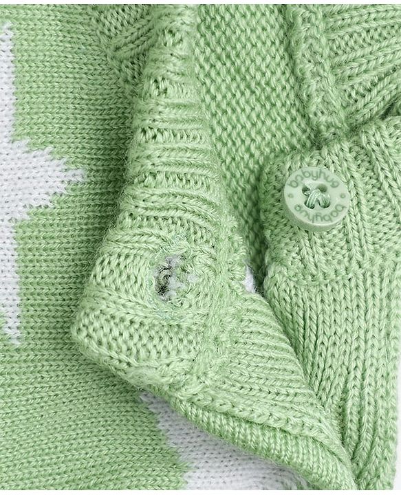 Babyhug Knit Sweater and Pant with Full Sleeves and Star Design in Limegreen