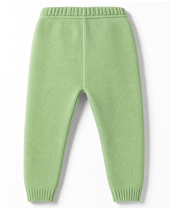 Babyhug Knit Sweater and Pant with Full Sleeves and Star Design in Limegreen
