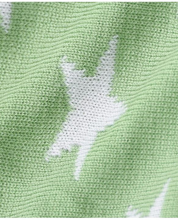 Babyhug Knit Sweater and Pant with Full Sleeves and Star Design in Limegreen
