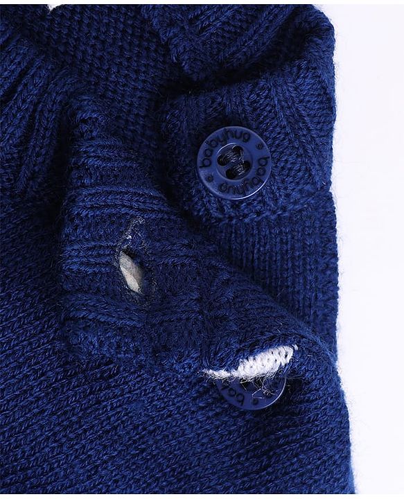 Babyhug Knit Full Sleeves Sweater Set with Star Design - Navy Blue