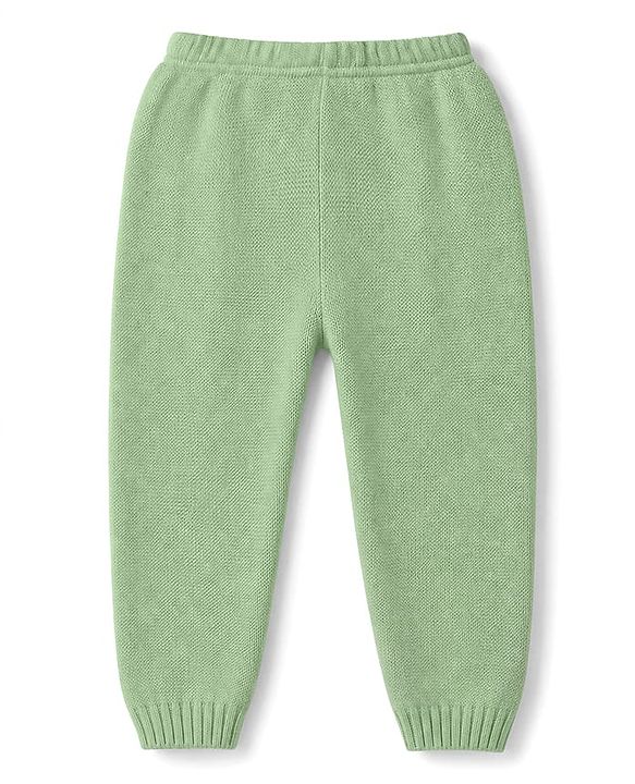 Babyhug Knit Full Sleeves Sweater Set with Floral & Heart Design - Green