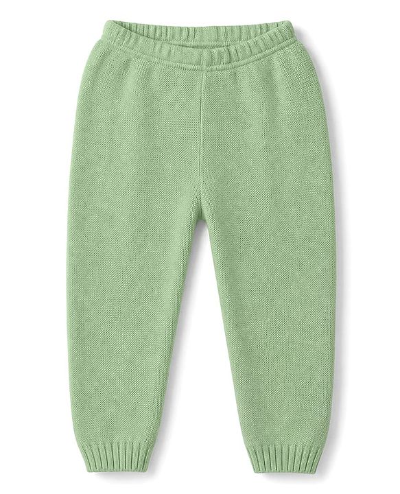 Babyhug Knit Full Sleeves Sweater Set with Floral & Heart Design - Green