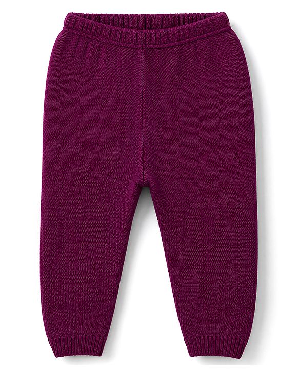 Babyhug Female Knit Full Sleeves Sweater Set with Floral & Heart Design - Wine