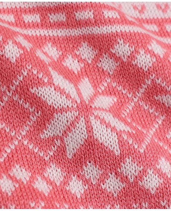 Babyhug Knit Full Sleeves Sweater Set With Floral Design - Pink