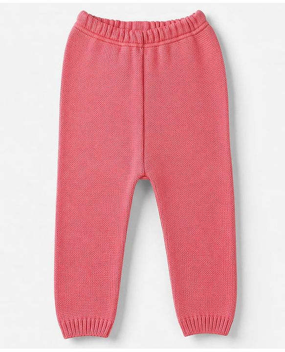 Babyhug Knit Full Sleeves Sweater Set With Floral Design - Pink
