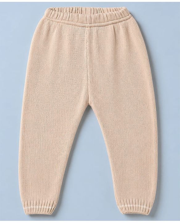 Babyhug Knit Full Sleeves Sweater Set with Cable Knit Design - Beige