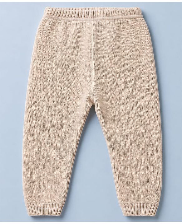Babyhug Knit Full Sleeves Sweater Set with Cable Knit Design - Beige